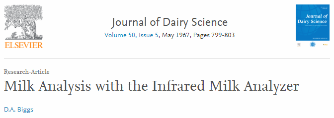An article on milk analysis with IR back from 1967.